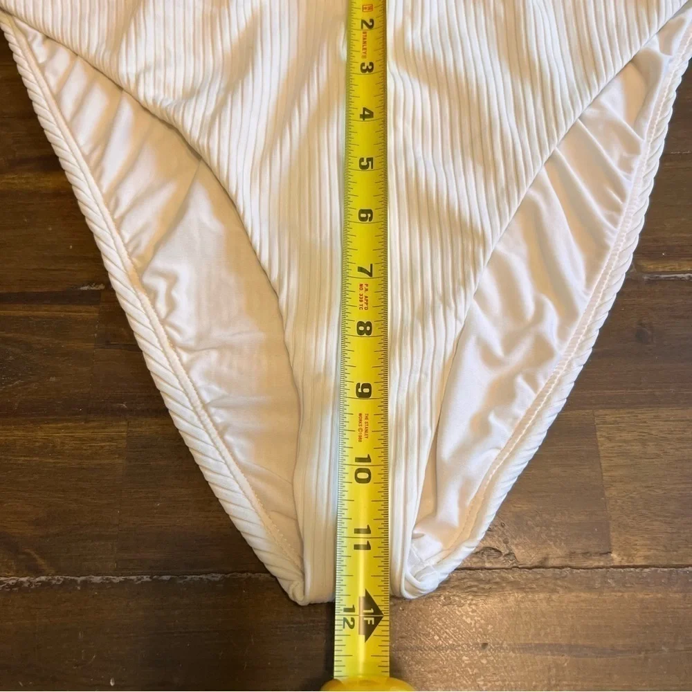 Good American Ribbed Cream White Bikini Bottom High Waisted 6 Swimsuit
